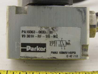Parker PA1063-0033-00-V9 361H-RF-1/8-NG Pneumatic Valve 1/8" NPT W/KZ3519 24VDC