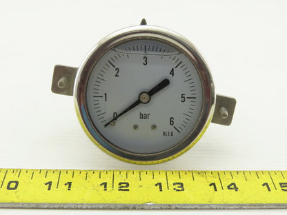 Pneumatic 2-1/2" Panel Mount Oil Filled Pressure Gauge 0-6 Bar