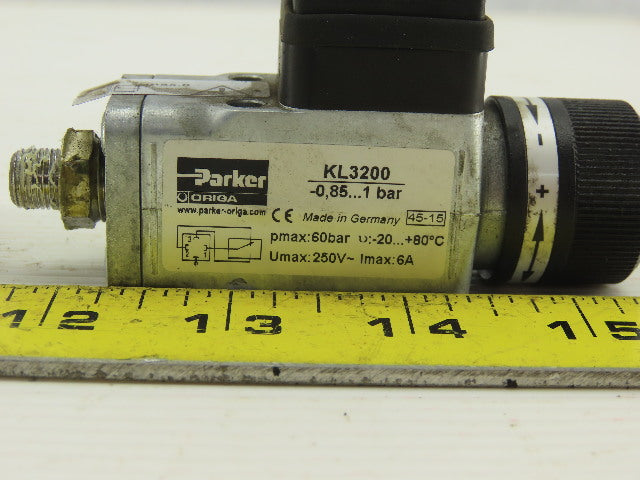 Parker KL3200 Adjustable Pneumatic pressure Switch -0.85 To 1 Bar 250V Max 6A