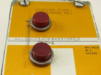 Rexroth 4WE10C21/0FAW11ONDLK25V-A Hydraulic Directional Control Solenoid Valve