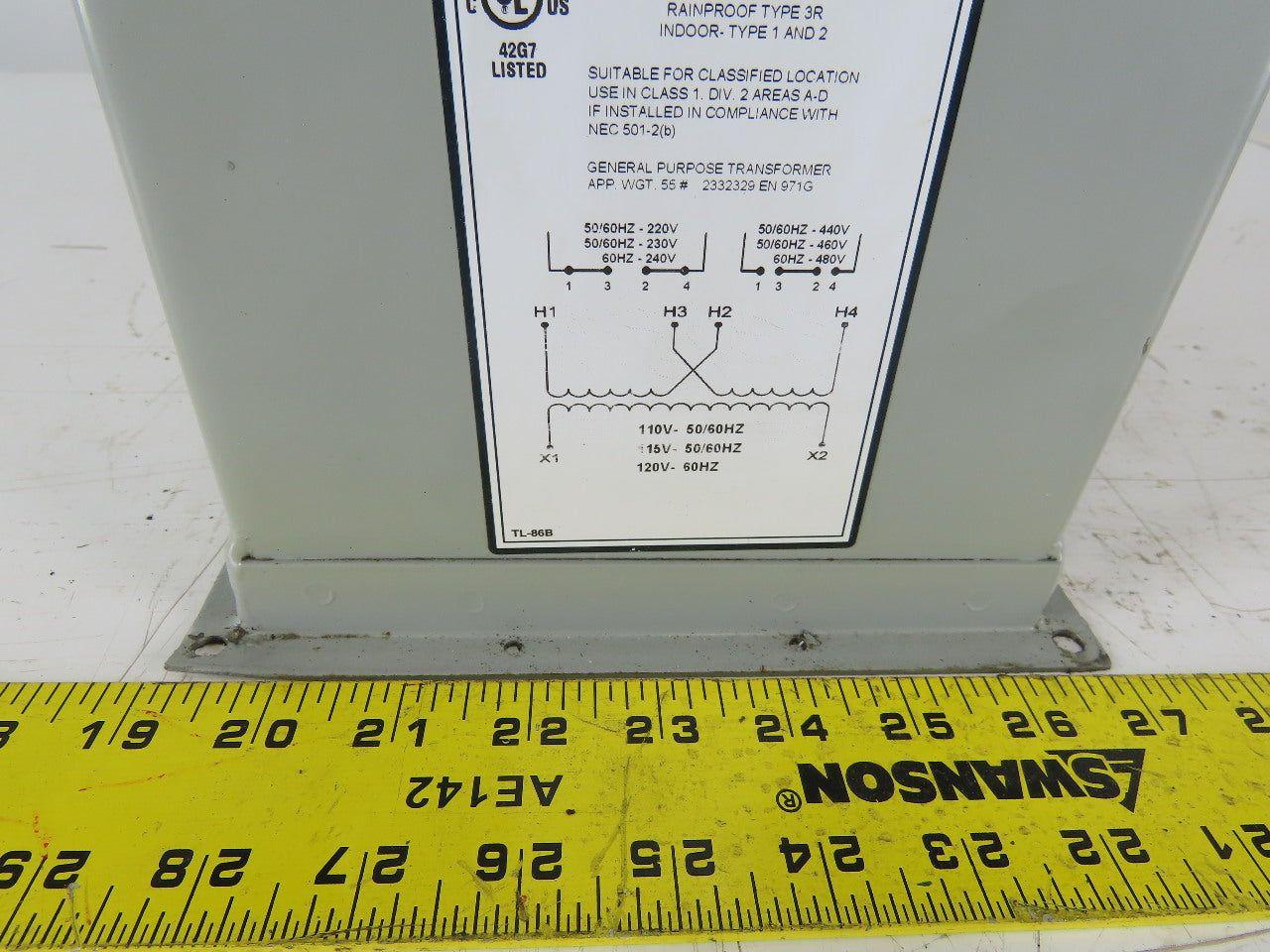 Hevi-Duty HZ12-1500 1.5KVA Electric Transformer 240/480V Pri 120V Sec