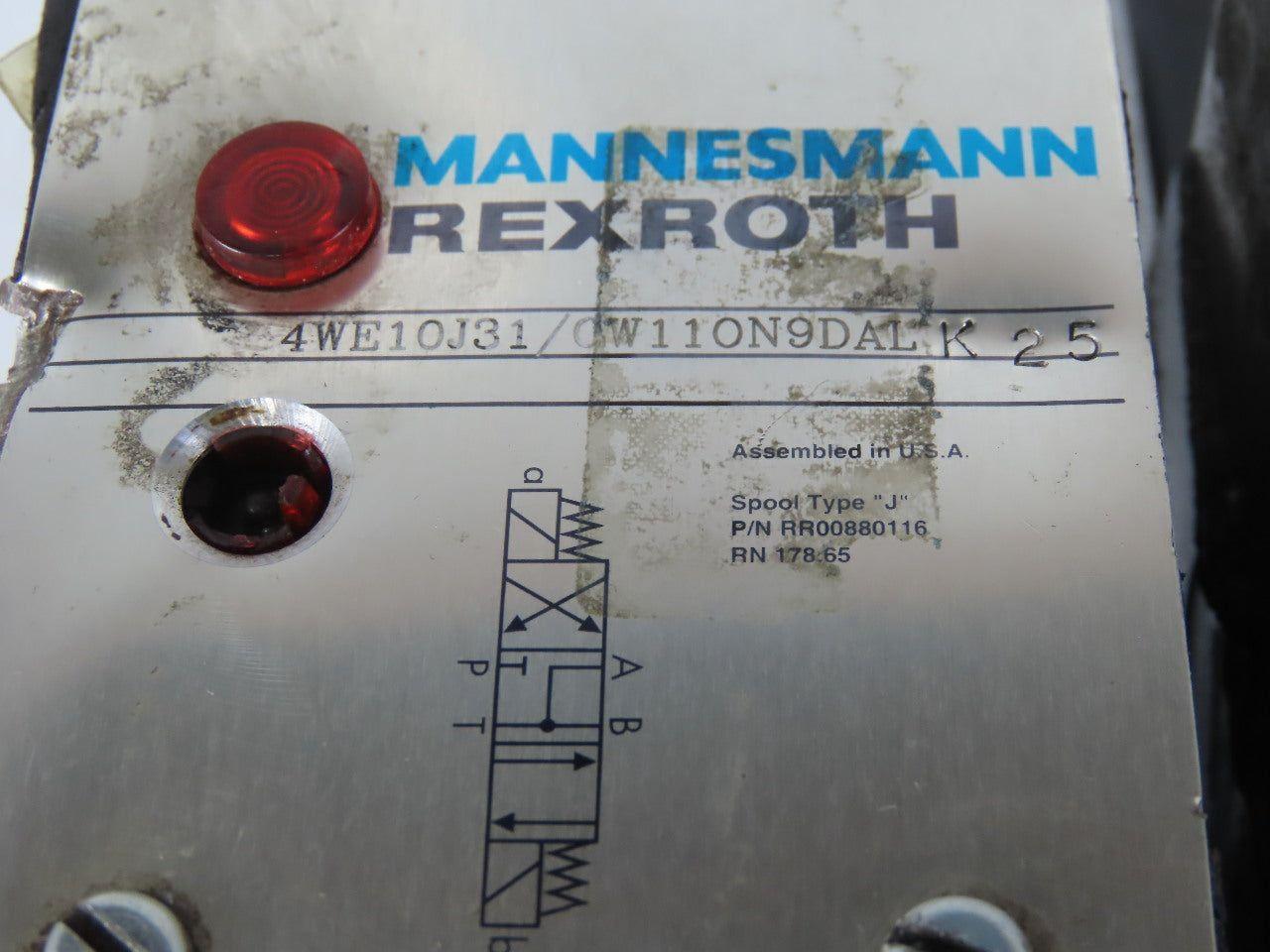 Rexroth 4WE10J31/CW110N9DAL 4/3 Way Hydraulic Regulated Check Valve Assembly