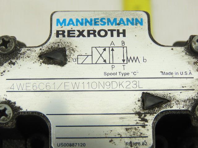 Rexroth 4WE6C61/EW110N9DK23L 4 Port 2 and 3 Position Valve Check Manifold Block