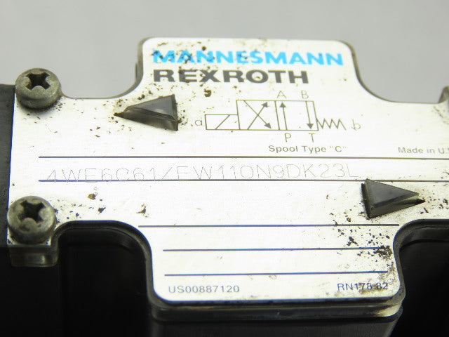 Rexroth 4WE6C61/0FEW110N 4/2 Way Hydraulic Check Manifold Assembly 120V Coil