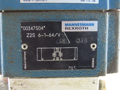 Rexroth Z2S 6-1-64/V 4 Port 2 & 3 Way Regulated Check Hydraulic Valve Assembly