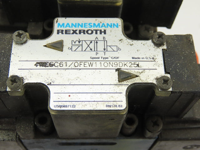 Rexroth 4WE6C61/EW110N9DK23L 4/2 Position Regulated Hydraulic Check Assembly