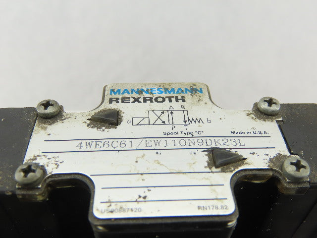 Rexroth 4WE6C61/EW110N9DK23L 4/2 Position Hydraulic Regulated Check Assembly