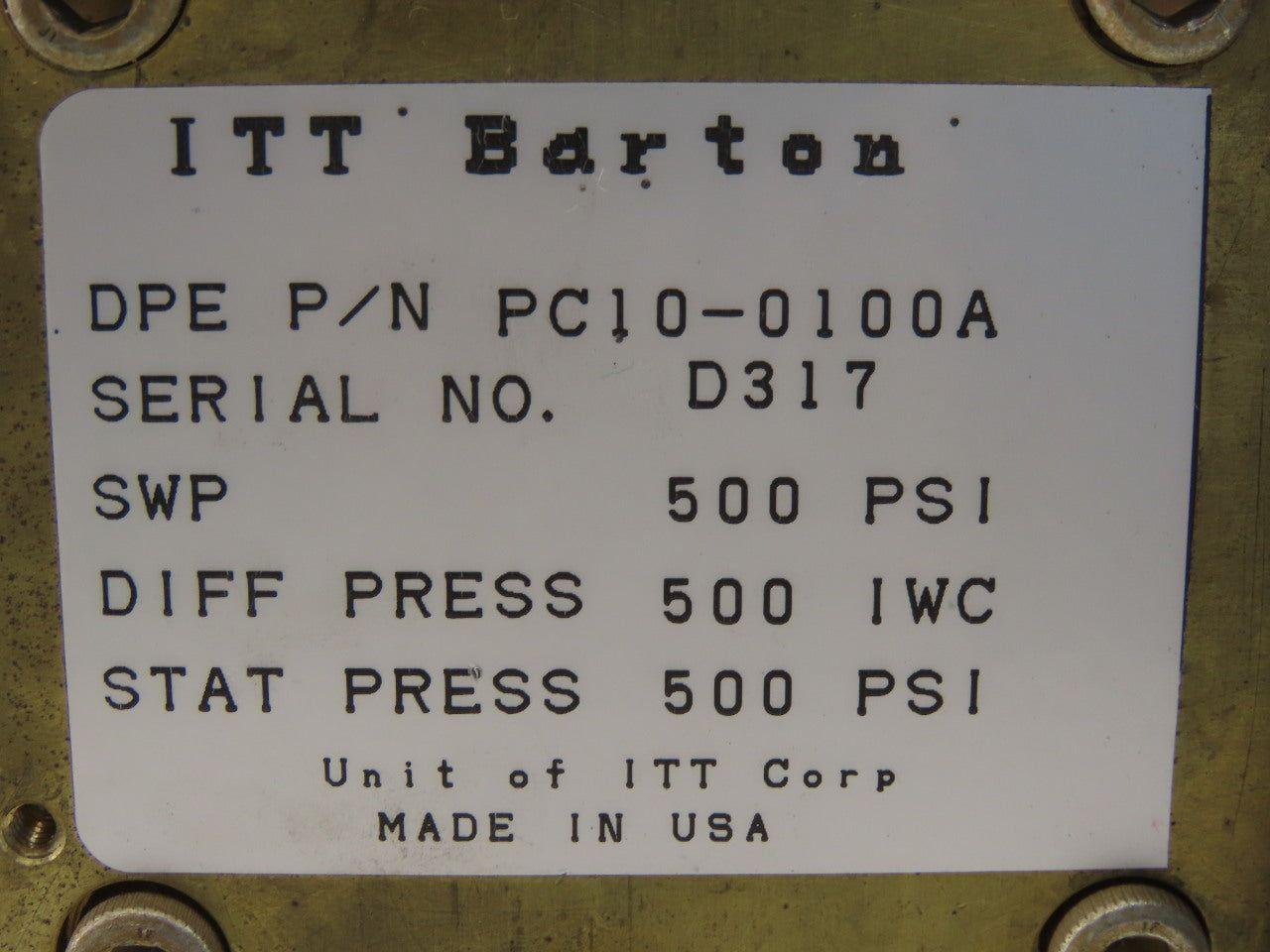 ITT  Barton PC10-0100A Stat Pressure 500PSI Diff Pressure 500IWC