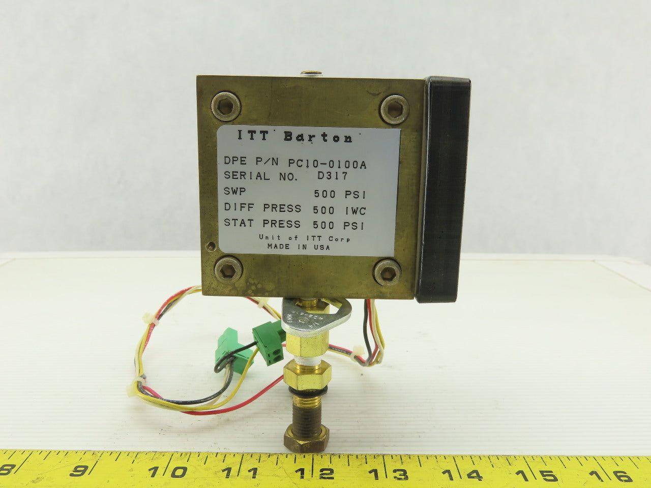 ITT  Barton PC10-0100A Stat Pressure 500PSI Diff Pressure 500IWC