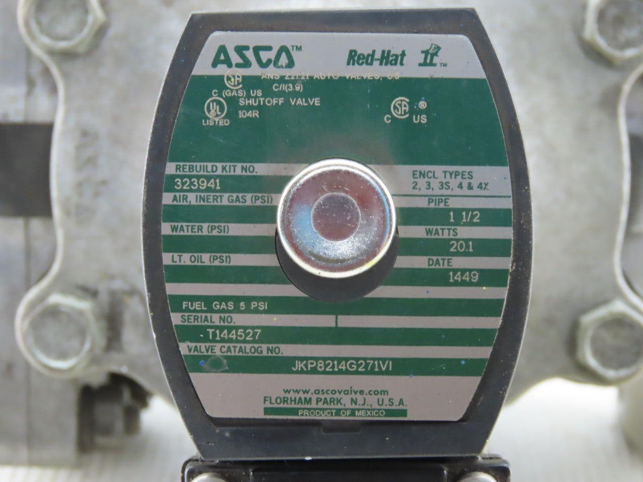 ASCO JKP 8214G271VI 1-1/4" NPT 2-Way Fuel Gas Solenoid Valve 120V