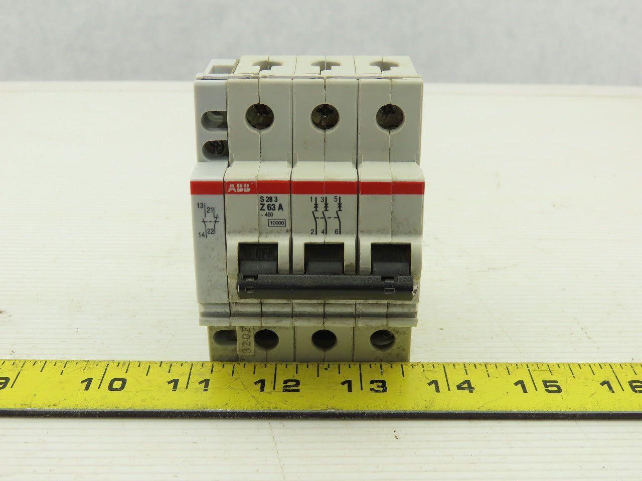 ABB S 23 3 Z63A VDE 0660 3 Pole Circuit Breaker 277/480V W/Aux Contact