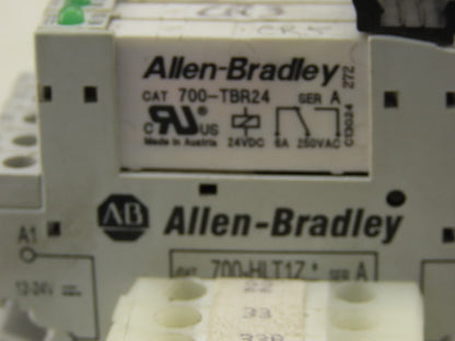 Allen Bradley 700-TBR24 700-HLT1Z  5 Terminal Block Din Rail Relay W/10 1492HM1