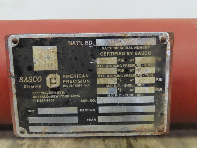 American Precision Size 08060 Shell & Tube Heat Exchanger 300PSI WP