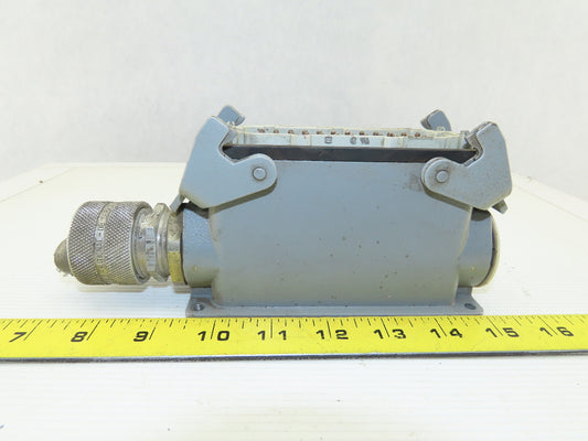 Harting Han 24  E-M  24-Pin Male Cable Connector Plug Aluminum Hood 16 Amp 600
