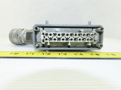 Harting HAN 24E-F 24-Pin Female Cable Connector Plug Aluminum Hood 16 Amp 500V