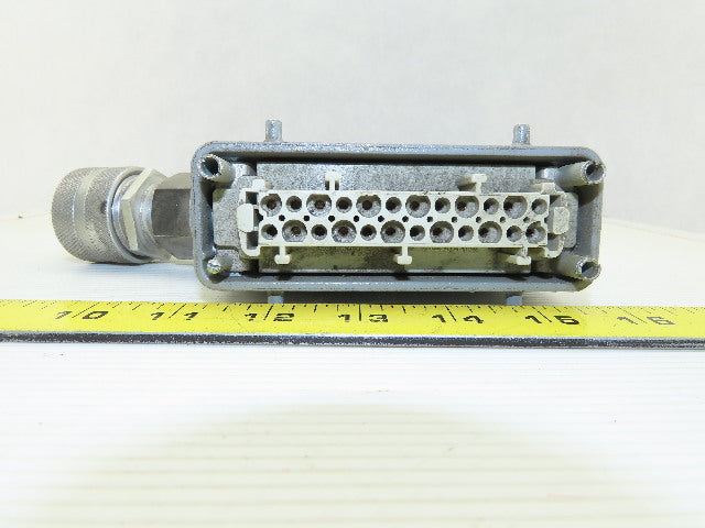 Harting HAN 24E-F 24-Pin Female Cable Connector Plug Aluminum Hood 16 Amp 500V