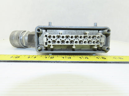 Harting HAN 24E-F 24-Pin Female Cable Connector Plug Aluminum Hood 16 Amp 500V