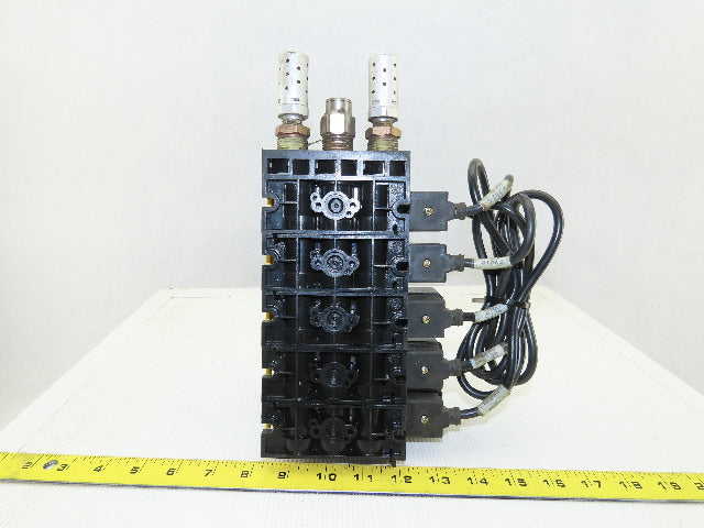 Rexroth PW67697-5C Pneumatic Valve 24VDC Coil W/Manifold Bank Of 5 W/Silencers