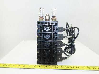 Rexroth PW67697-5C Pneumatic Valve 24VDC Coil W/Manifold Bank Of 5 W/Silencers