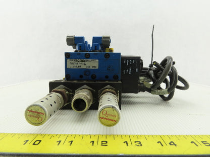 Rexroth PW67697-5C Pneumatic Valve 24VDC Coil W/Manifold Bank Of 5 W/Silencers