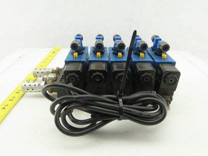 Rexroth PW67697-5C Pneumatic Valve 24VDC Coil W/Manifold Bank Of 5 W/Silencers