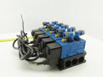 Rexroth PW67697-5C Pneumatic Valve 24VDC Coil W/Manifold Bank Of 5 W/Silencers