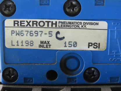 Rexroth PW67697-5C 6 Pneumatic Valves 24VDC Coil Manifold Assembly W/Silencers