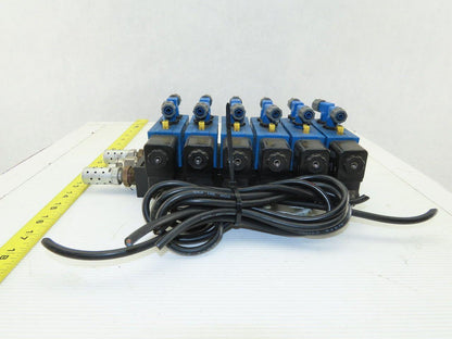 Rexroth PW67697-5C 6 Pneumatic Valves 24VDC Coil Manifold Assembly W/Silencers
