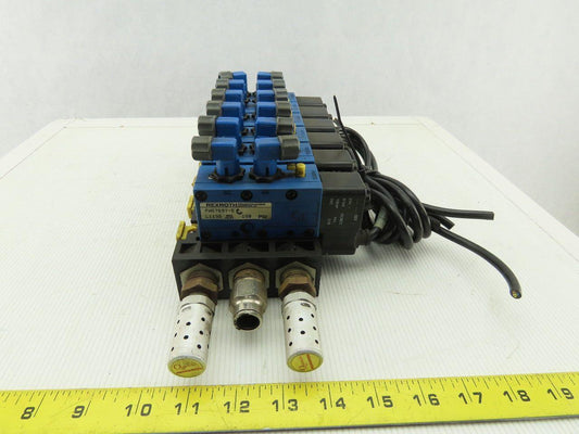 Rexroth PW67697-5C 6 Pneumatic Valves 24VDC Coil Manifold Assembly W/Silencers