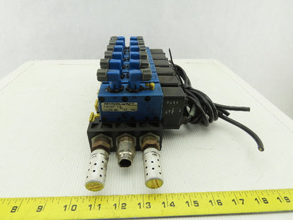 Rexroth PW67697-5C 6 Pneumatic Valves 24VDC Coil Manifold Assembly W/Silencers