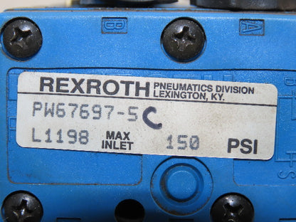 Rexroth PW67697-5C 3 Pneumatic Valves 24VDC Coil Manifold Assembly