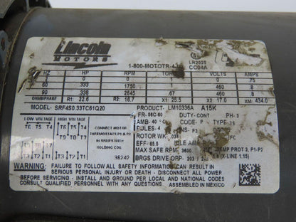 Grove Gear P7172011.B1 Inline Gear Motor 1/3Hp 460V 3ph 15.3: Ratio 3/4" Shaft