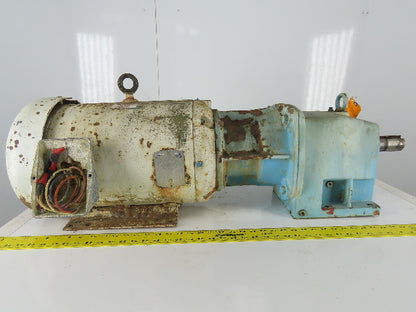 Inline Gear Reducer 5:1 Ratio W/15Hp Baldor Wash Down Motor 230/460V 3Ph