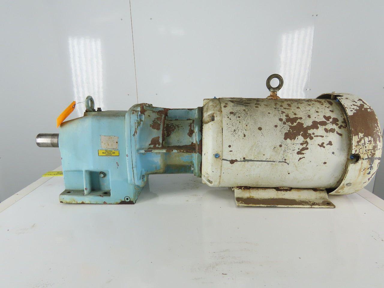 Inline Gear Reducer 5:1 Ratio W/15Hp Baldor Wash Down Motor 230/460V 3Ph
