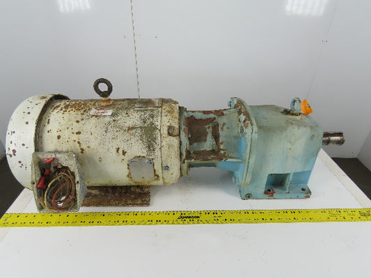 Inline Gear Reducer 5:1 Ratio W/15Hp Baldor Wash Down Motor 230/460V 3Ph