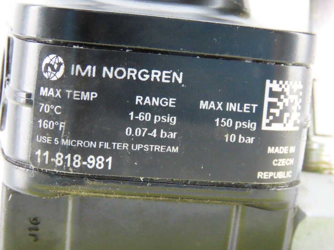 IMI Norgren 11-818-981 Pneumatic Precision Pressure Regulator 0-60PSI 150PSI Max
