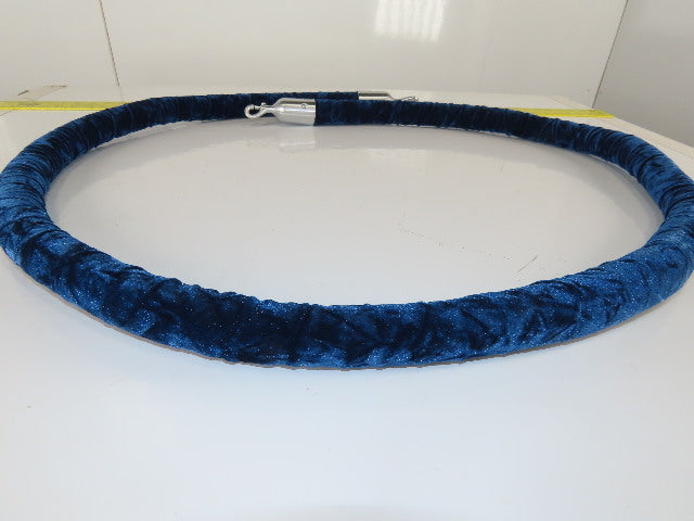 8'x1-1/2" Barrier Rope Blue Velour W/Satin Stainless Steel Snap End