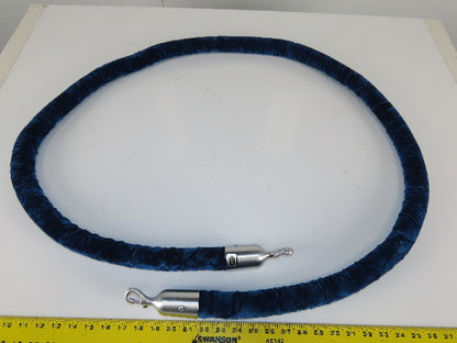8'x1-1/2" Barrier Rope Blue Velour W/Satin Stainless Steel Snap End