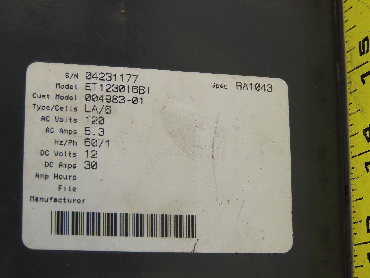 Tennant ET12306BI 120VAC 5.3 Amps Onboard Battery Charger 12VDC 30A Cart Vehicle