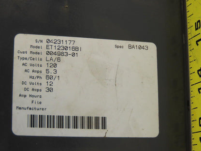 Tennant ET12306BI 120VAC 5.3 Amps Onboard Battery Charger 12VDC 30A Cart Vehicle