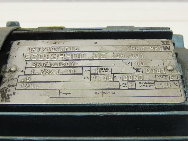 Sew Eurodrive R37DT71D4TFIS 44.8:1 Ratio 0.25kW 38RPM 277/480V Gear Motor