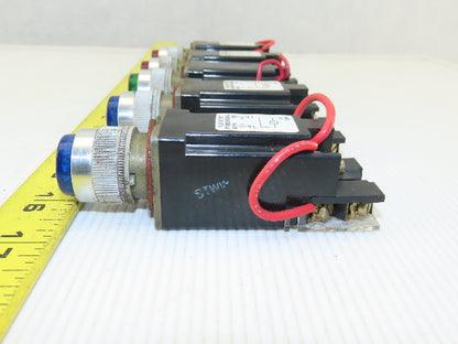 Allen Bradley 800MR-QT12K Push Button Switch  12v Lamp73 Red Green Blue Lot Of 5