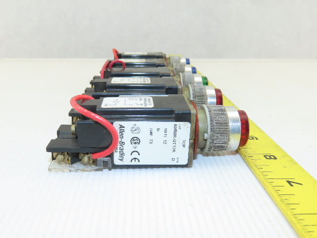 Allen Bradley 800MR-QT12K Push Button Switch  12v Lamp73 Red Green Blue Lot Of 5