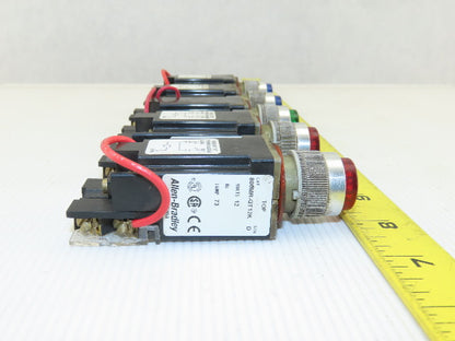 Allen Bradley 800MR-QT12K Push Button Switch  12v Lamp73 Red Green Blue Lot Of 5