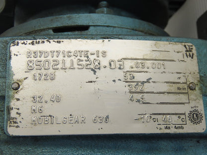 Sew Eurodrive R37DT71C4TF-IS 1/3HP Gear Motor 230/460V 3Ph W/ 32.4:1 Inline Box