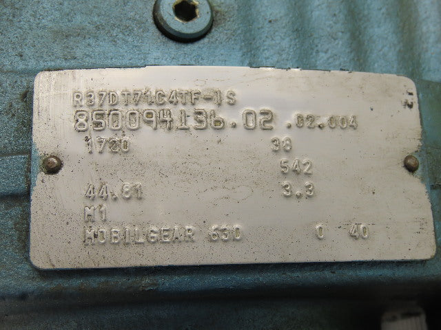 Sew Eurodrive R37DT71C4TF-IS 1/3HP Motor 230/460V 3Ph W/44.81:1 Inline Gearbox