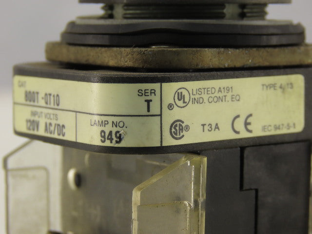 Allen Bradley 800T-QT10 Blue Push Button Switch 1N.O 1N.C 120V Series T