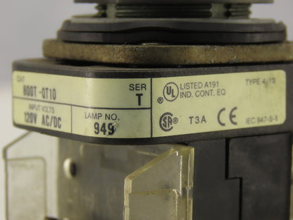 Allen Bradley 800T-QT10 Blue Push Button Switch 1N.O 1N.C 120V Series T