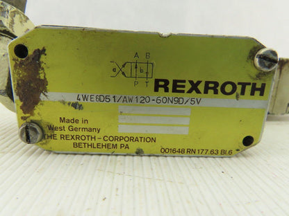 Rexroth 4WE6D51/AW120-60N9D/5V Hydraulic Solenoid Control Valve