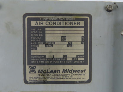 McLean/Midwest Electrical Enclosure Air Conditioner 115V 1Ph